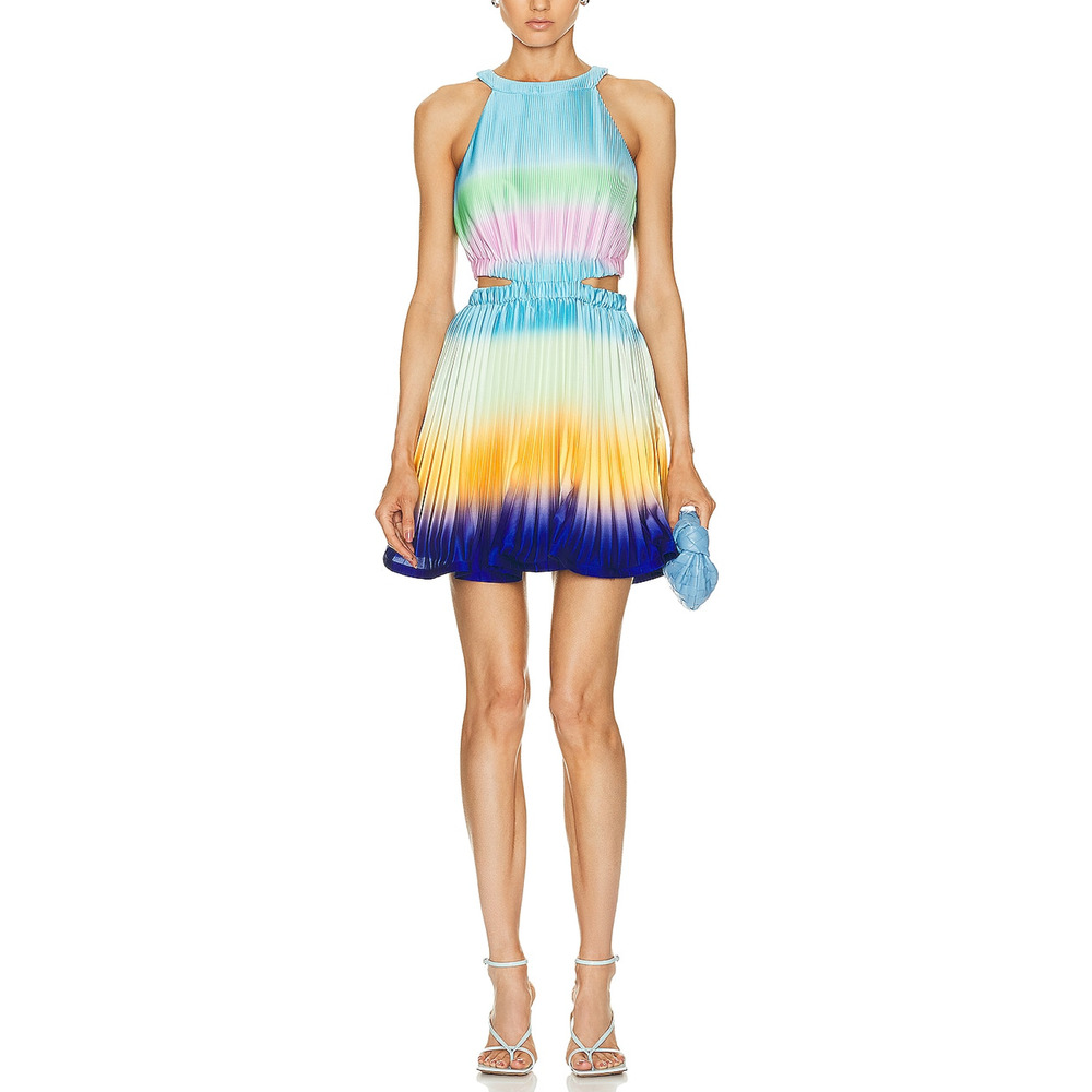 Simkhai Pleated Capri Ombre Braelynn Mini Dress Size 6